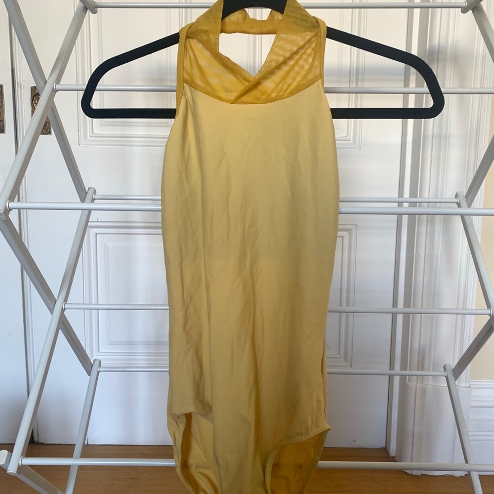 2x worn mellow yellow, turtleneck ELEVE leotard